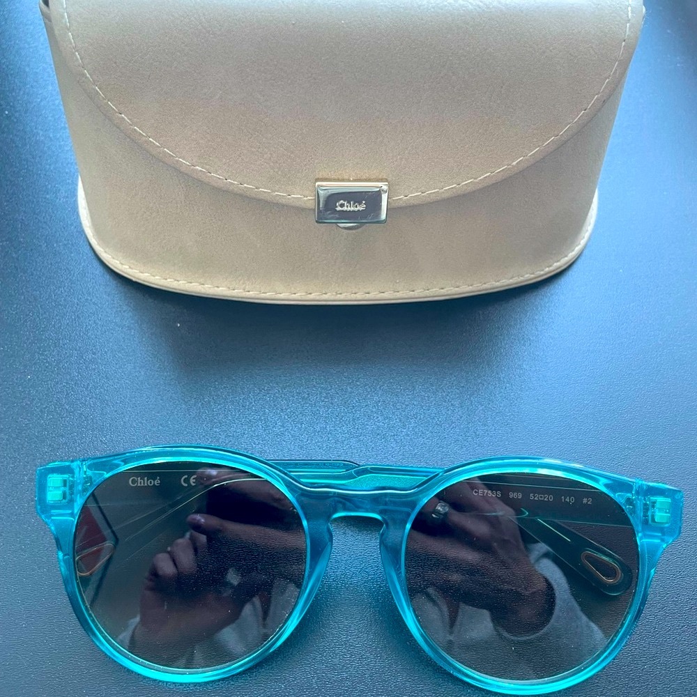 Chloé Turquoise Round Frame Sunglasses